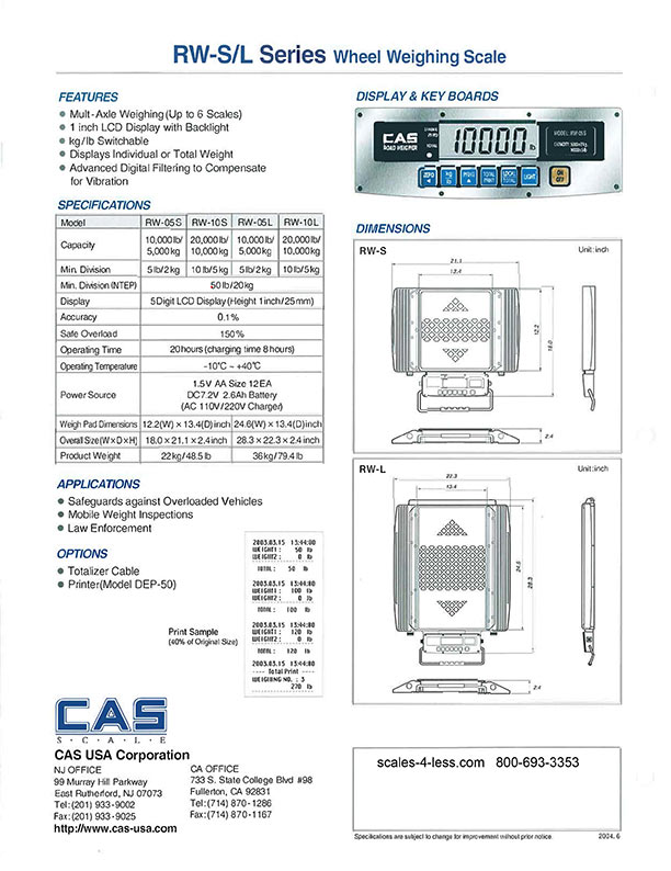 Portable Truck Scale CAS RW-L Wide Platform
