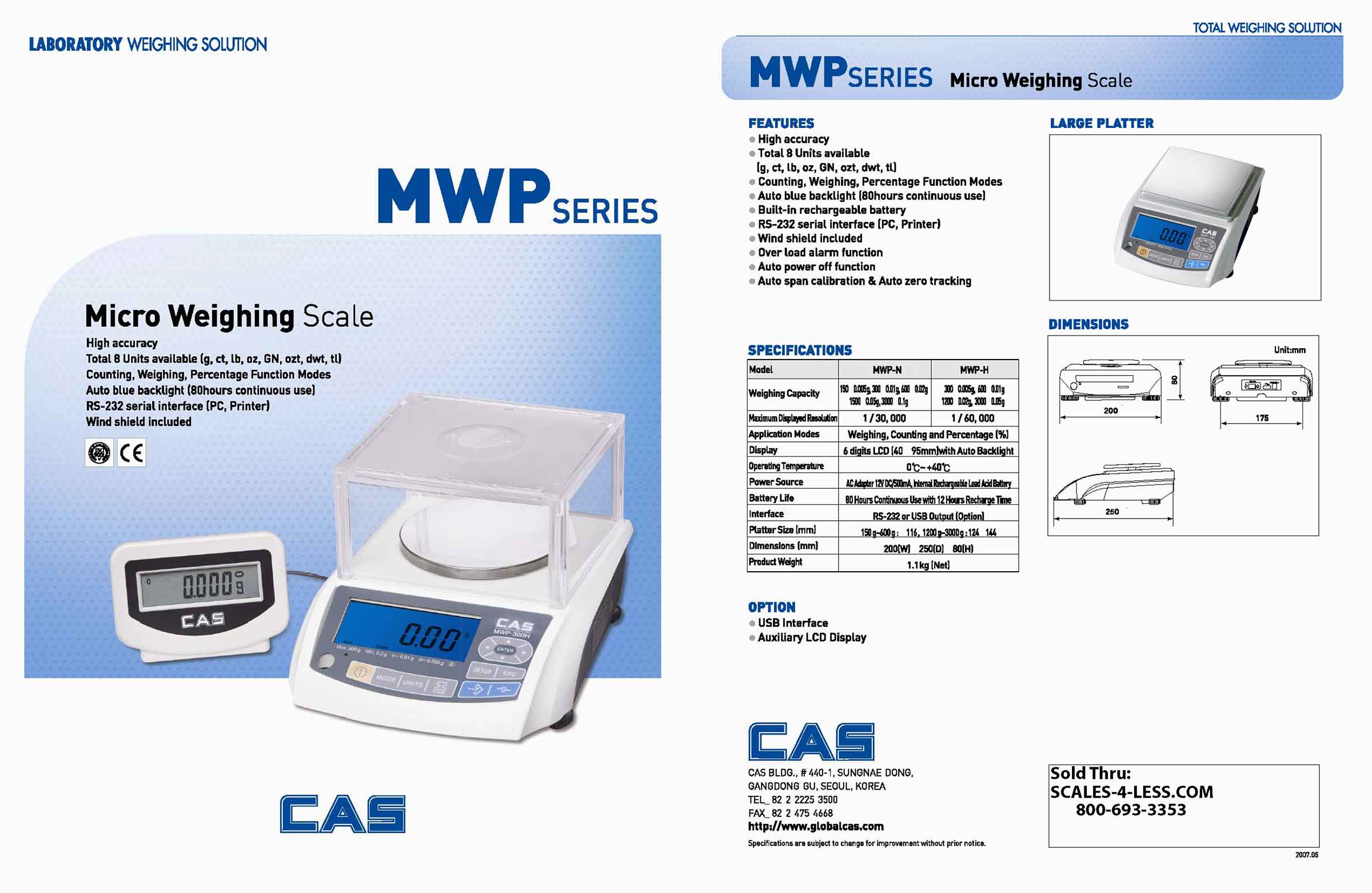 CAS MWP High Accuracy Scale, Counting-Weighing-Percentage Modes 
